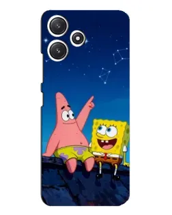 Чехол для Xiaomi POCO M6 с картинкой «Губка Боб и Патрик ночью»