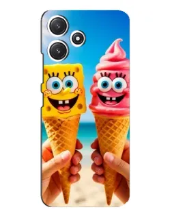 Чехол для Xiaomi POCO M6 с картинкой «Спанч Боб мороженое»