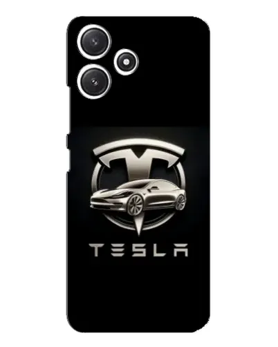 Чехол для Xiaomi POCO M6 с картинкой «Tesla — серебристое авто»