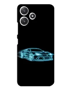 Чехол для Xiaomi POCO M6 с картинкой «Неоновый контур Lamborghini»