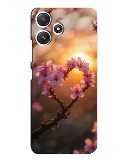 Чохол для Xiaomi POCO M6 з картинкою «Рожевий цвіт  сердечко на тлі заходу»
