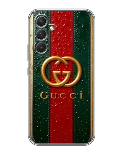 Чехол для Xiaomi Poco M7 Plus с картинкой «Gucci — фирменная полоса и золото» Чехол для Xiaomi Poco M7 Plus с картинкой «Gucci — фирменная полоса и золото»