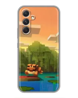Чехол для Xiaomi Poco M7 Plus с картинкой «Майнкрафт закат солнца»