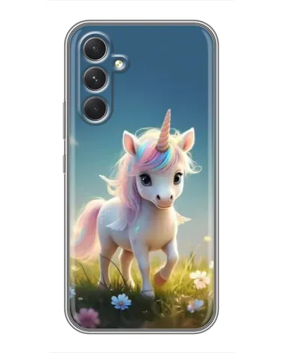Чехол для Xiaomi Poco M7 Plus с картинкой «Единорог на поляне»