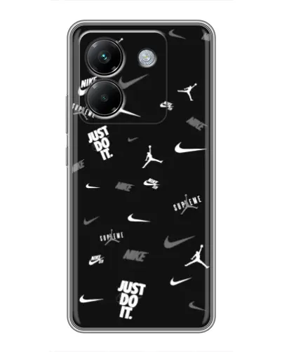 Чехол для Xiaomi Poco M7 Pro 5G с картинкой «Nike Black Pattern»