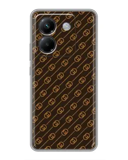 Чехол для Xiaomi Poco M7 Pro 5G с картинкой «Gucci — золотые диагонали»