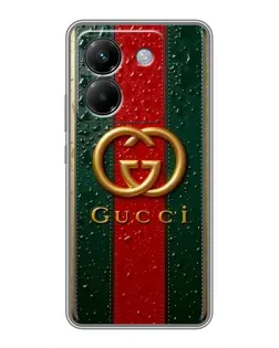 Чехол для Xiaomi Poco M7 Pro 5G с картинкой «Gucci — фирменная полоса и золото» Чехол для Xiaomi Poco M7 Pro 5G с картинкой «Gucci — фирменная полоса и золото»