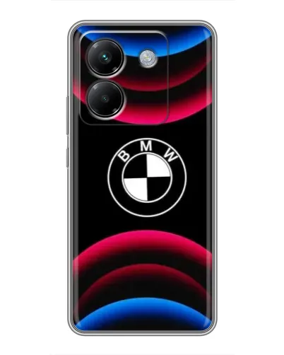 Чехол для Xiaomi Poco M7 Pro 5G с картинкой «Логотип BMW и неоновые дуги»