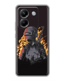 Чехол для Xiaomi Poco M7 Pro 5G с картинкой «PUBG — огненный силуэт»