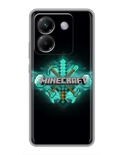 Чехол для Xiaomi Poco M7 Pro 5G с картинкой «Minecraft Diamond лого»