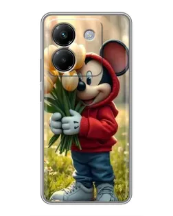 Чехол для Xiaomi Poco M7 Pro 5G с картинкой «Микки с тюльпанами»
