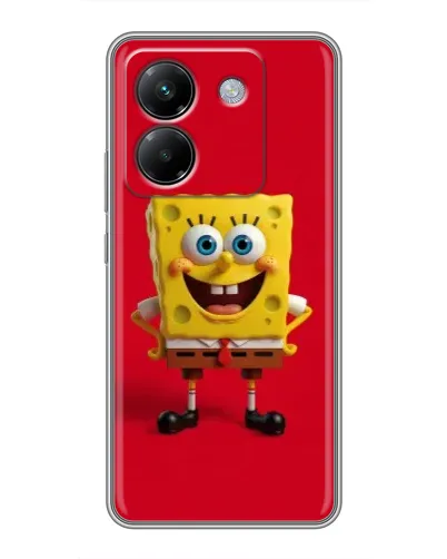 Чехол для Xiaomi Poco M7 Pro 5G с картинкой «Спанч Боб на красном»