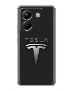 Чехол для Xiaomi Poco M7 Pro 5G с картинкой «Стальной логотип Tesla»