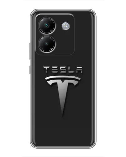 Чехол для Xiaomi Poco M7 Pro 5G с картинкой «Стальной логотип Tesla»