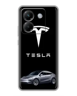 Чехол для Xiaomi Poco M7 Pro 5G с картинкой «Tesla Model Y»