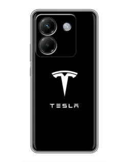 Чехол для Xiaomi Poco M7 Pro 5G с картинкой «Tesla White Logo»