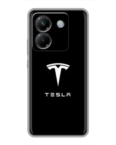 Чехол для Xiaomi Poco M7 Pro 5G с картинкой «Tesla White Logo»