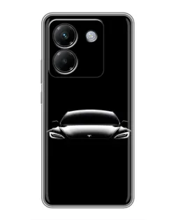 Чехол для Xiaomi Poco M7 Pro 5G с картинкой «Фары Tesla Night»