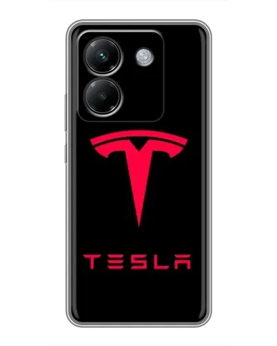 Чехол для Xiaomi Poco M7 Pro 5G с картинкой «Tesla Red Logo»