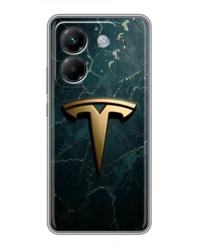 Чехол для Xiaomi Poco M7 Pro 5G с картинкой «Мраморная Tesla Gold»