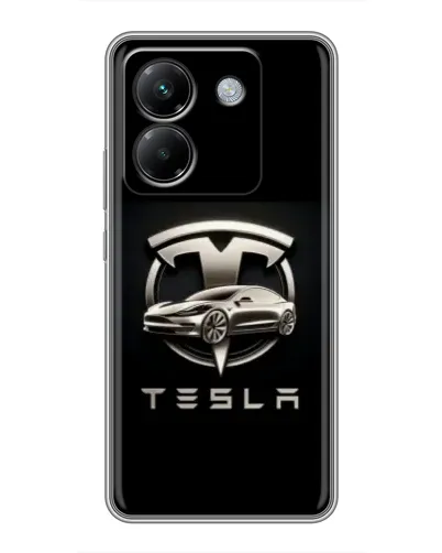 Чехол для Xiaomi Poco M7 Pro 5G с картинкой «Tesla — серебристое авто»