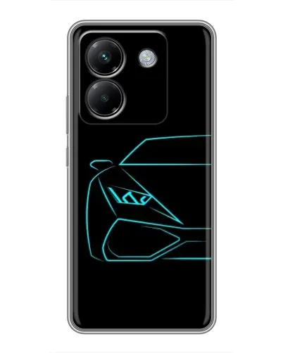 Чехол для Xiaomi Poco M7 Pro 5G с картинкой «Голубой силуэт Lamborghini»