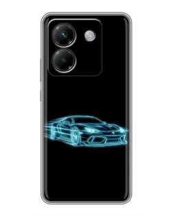 Чехол для Xiaomi Poco M7 Pro 5G с картинкой «Неоновый контур Lamborghini»