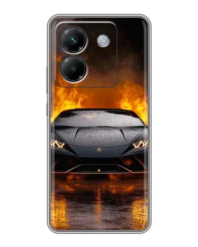 Чехол для Xiaomi Poco M7 Pro 5G с картинкой «Lamborghini в огне»