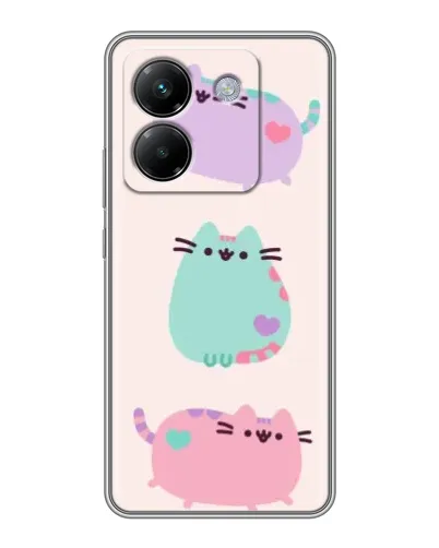 Чехол для Xiaomi Poco M7 Pro 5G с картинкой «Pusheen трио»