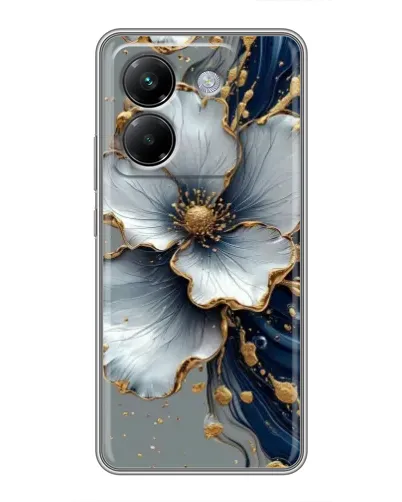 Чехол для Xiaomi Poco M7 Pro 5G с картинкой «Белый цветок и золотой флюид» Чехол для Xiaomi Poco M7 Pro 5G с картинкой «Белый цветок и золотой флюид»