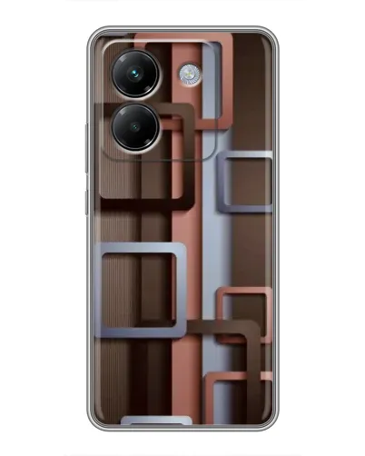 Чехол для Xiaomi Poco M7 Pro 5G с картинкой «Коричневые объемные квадраты»