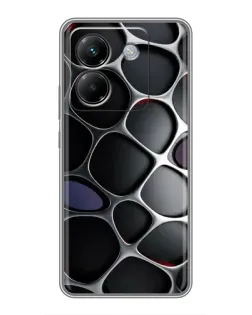 Чехол для Xiaomi Poco M7 Pro 5G с картинкой «Объемная темная решетка»