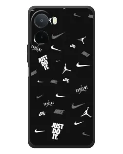 Чехол для Xiaomi POCO M7 с картинкой «Nike Black Pattern»