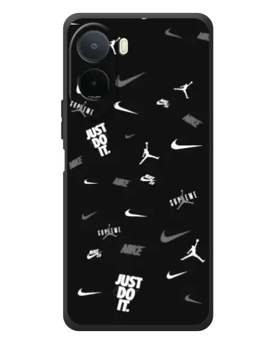 Чехол для Xiaomi POCO M7 с картинкой «Nike Black Pattern»
