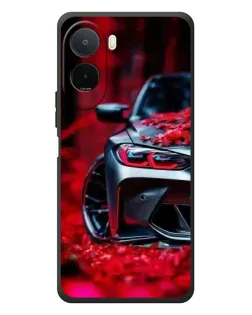 Чехол для Xiaomi POCO M7 с картинкой «Спортивная BMW и цветы»