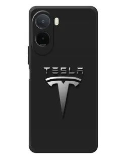 Чохол для Xiaomi POCO M7 з картинкою «Сталевий логотип Tesla»