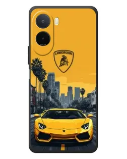 Чохол для Xiaomi POCO M7 з картинкою «Жовтий Lamborghini місто»