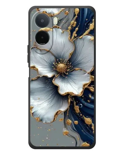 Чохол для Xiaomi POCO M7 з картинкою «Біла квітка та золотий флюїд»