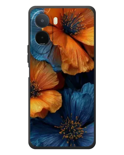 Чохол для Xiaomi POCO M7 з картинкою «Яскрава синьо-помаранчева флора»