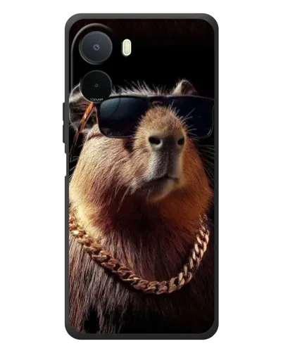 Чехол для Xiaomi POCO M7 с картинкой «Капибара золотая цепь»