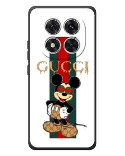 Чехол для Xiaomi Poco M8 Pro с картинкой «Микки Маус Gucci — полосы»