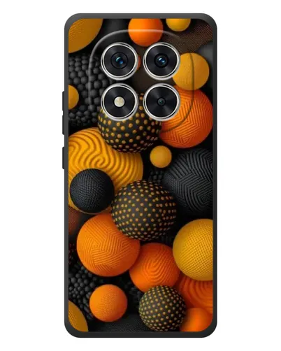 Чехол для Xiaomi Poco M8 Pro с картинкой «Объемные оранжевые сферы»