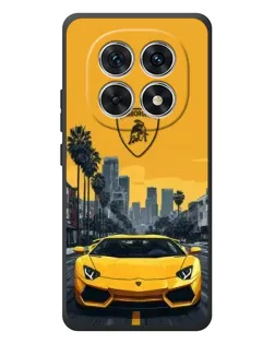 Чехол для Xiaomi Poco M8 с картинкой «Желтый Lamborghini город»