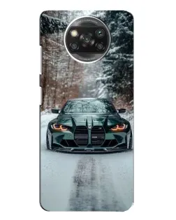 Чехол для Xiaomi POCO X3 Pro с картинкой «BMW в зимнем лесу»
