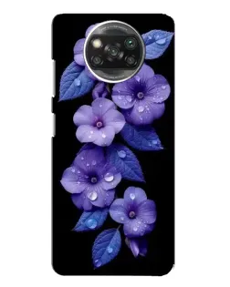 Чохол для Xiaomi POCO X3 Pro з картинкою «Фіолетові квіти з росою»