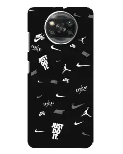 Чехол для Xiaomi POCO X3 с картинкой «Nike Black Pattern»