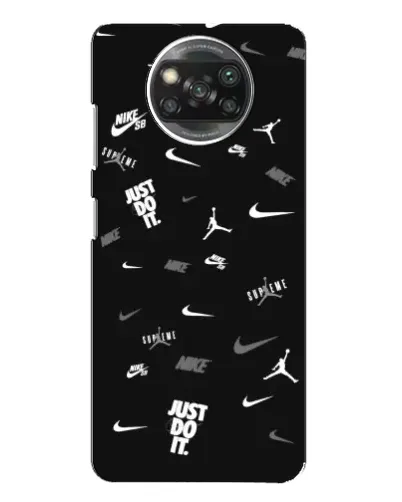 Чехол для Xiaomi POCO X3 с картинкой «Nike Black Pattern»