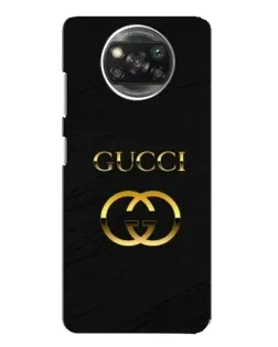 Чехол для Xiaomi POCO X3 с картинкой «Золотой логотип Gucci»