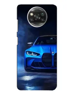 Чехол для Xiaomi POCO X3 с картинкой «Голубая BMW M4»