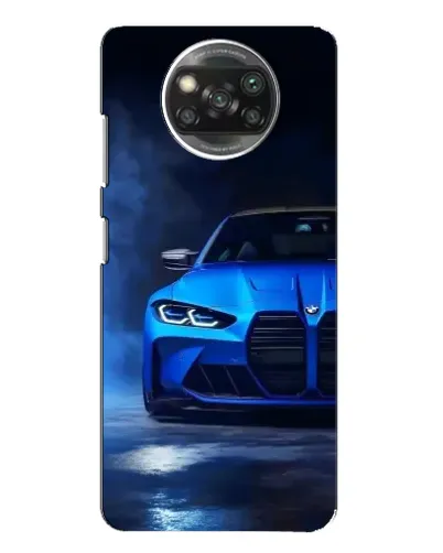 Чехол для Xiaomi POCO X3 с картинкой «Голубая BMW M4»